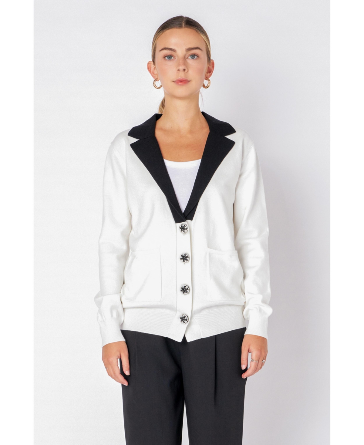 Women's Jewel Knit Blazer Cardigan -black
