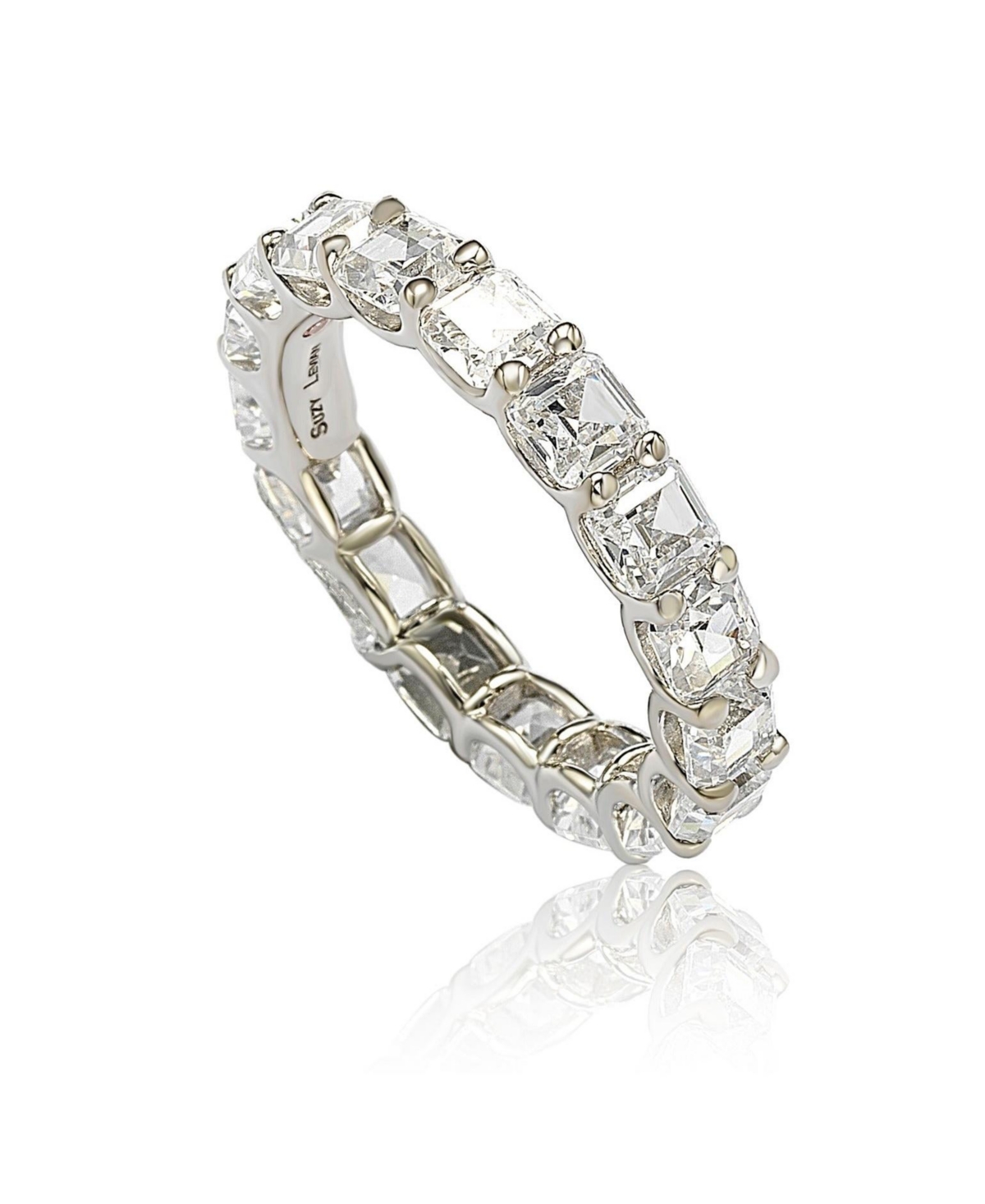 Suzy Levian New York Suzy Levian Sterling Silver Cubic Zirconia Asscher Cut Eternity Band Ring