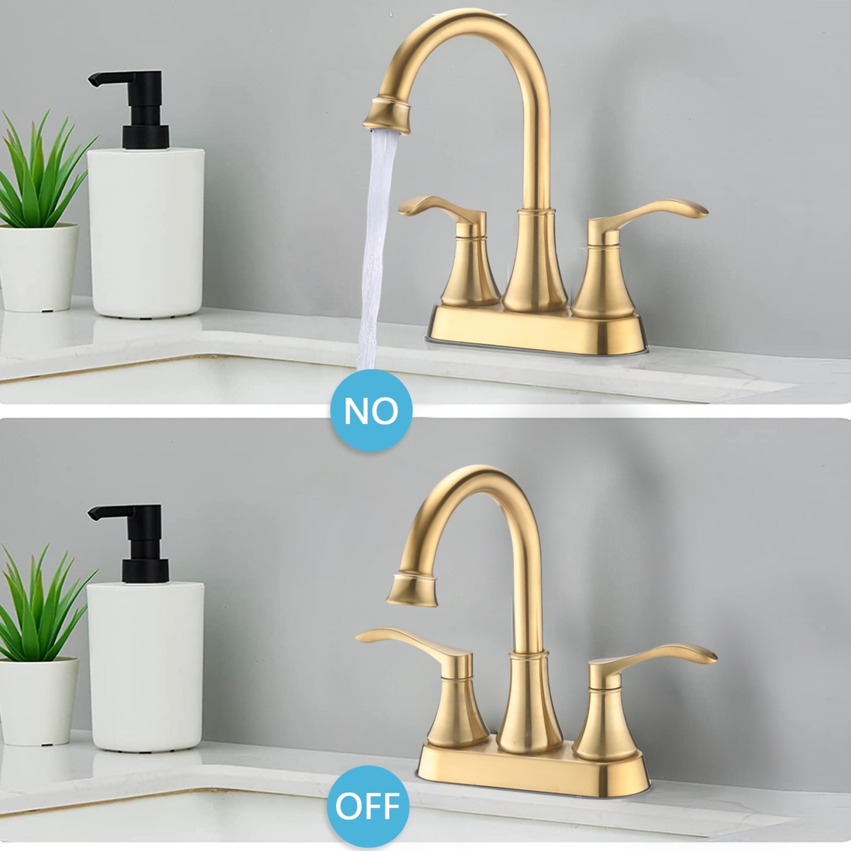 Streamdale Furniture Inches Centerset Bathroom Faucet 360 Swivel Spout, With Pop Up Drain -- Brushed gold