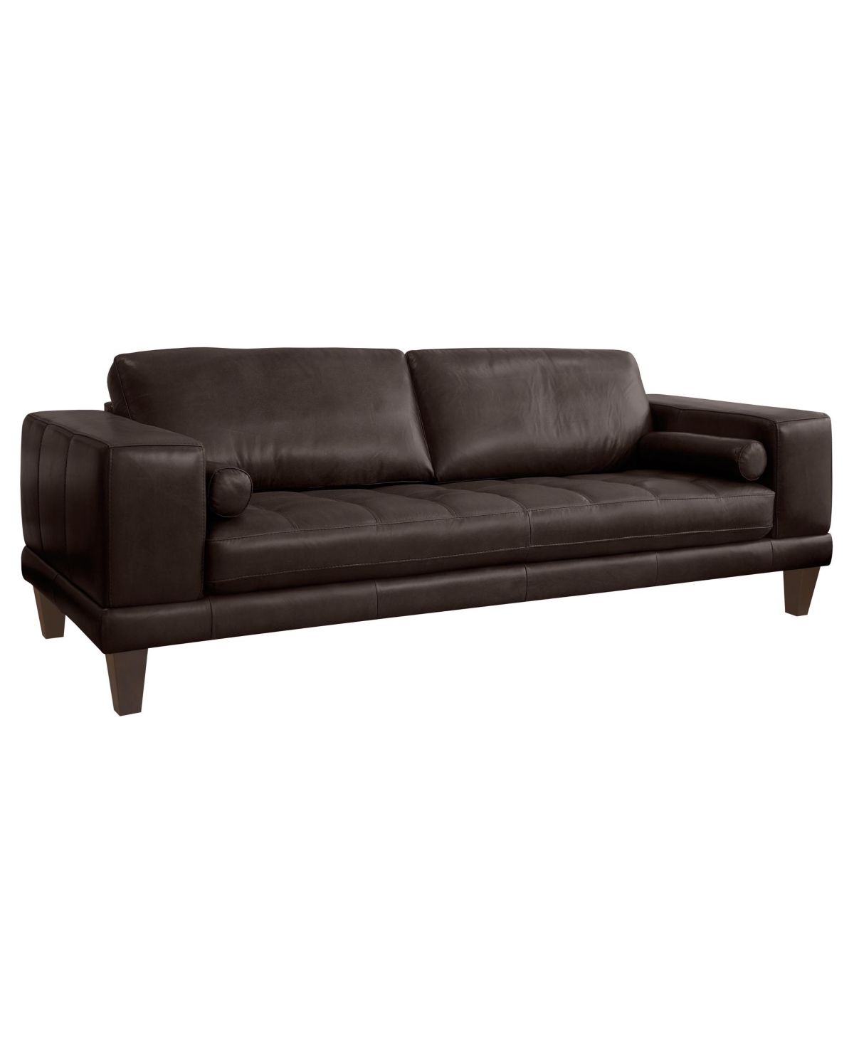 Shop Armen Living Wynne 94" Genuine Leather With Wood Legs In Contemporary Sofa In Espresso