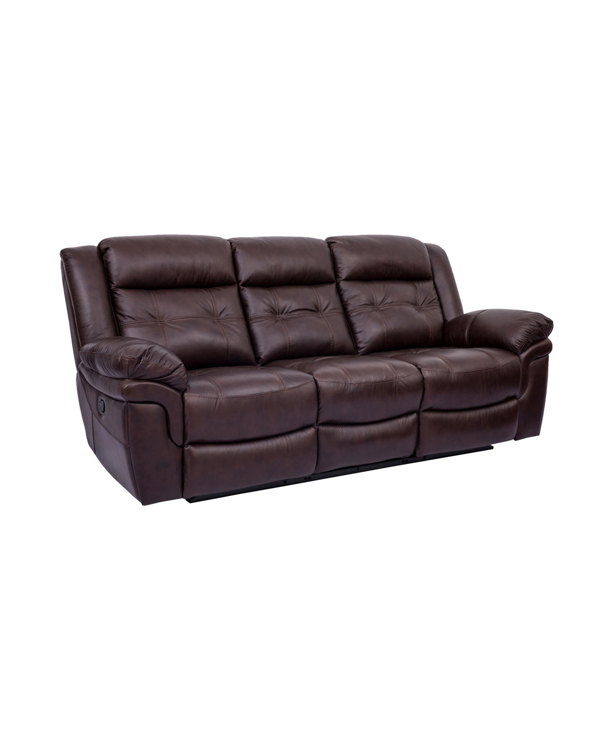 Shop Armen Living Marcel 91" Leather In Manual Reclining Sofa In Dark Brown