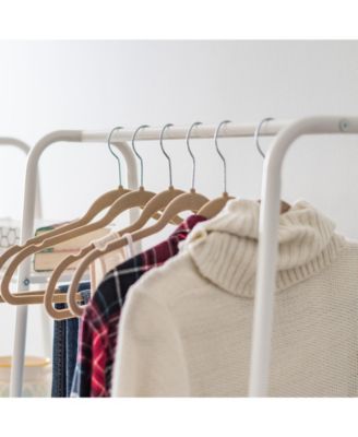 Metal Garment Rack with Metal Mesh Shelves, White