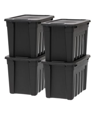 IRIS USA 20 Gallon Heavy-Duty Storage Plastic Bin Tote Container, Black,  Set of 4