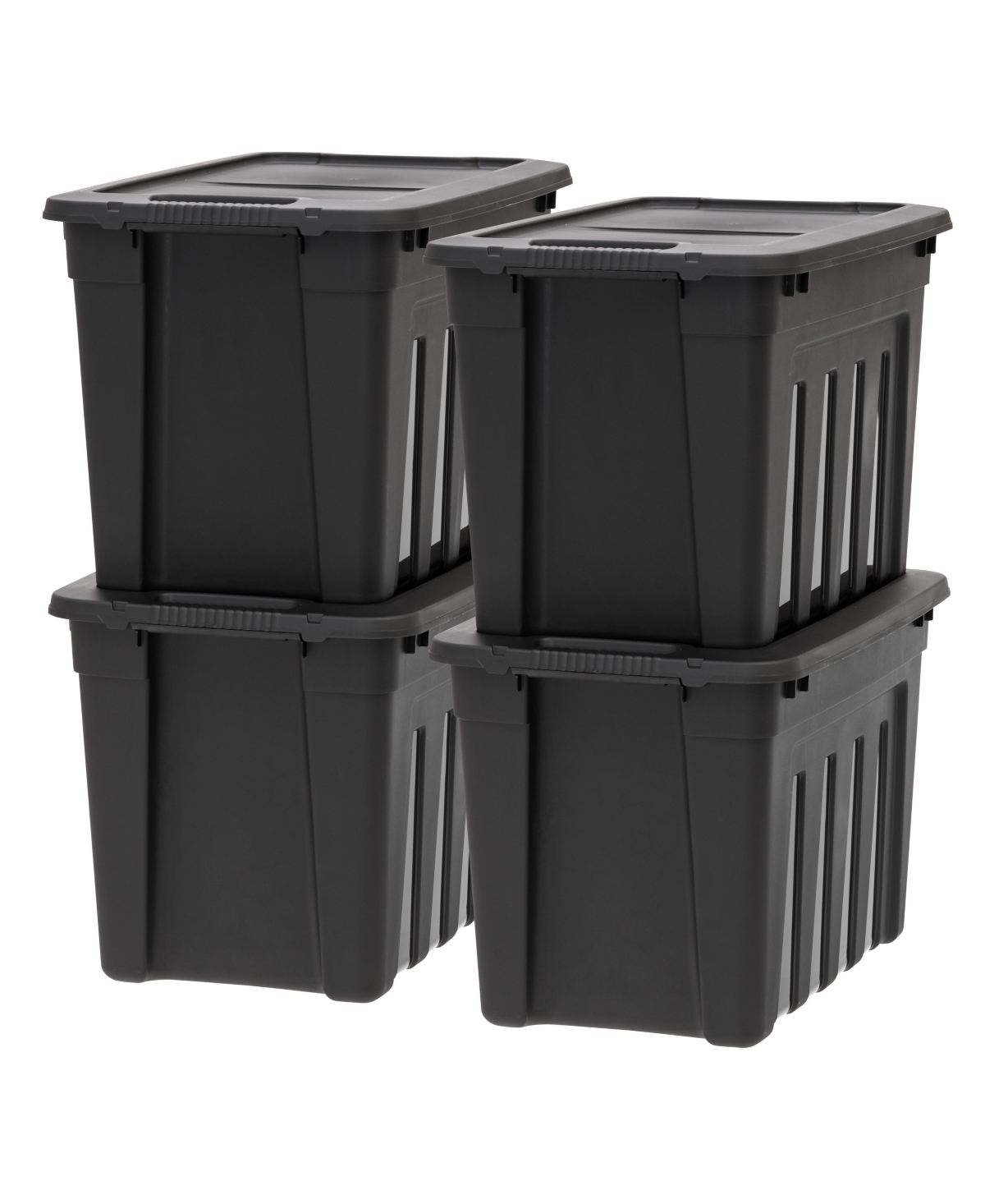 20 Gallon Heavy-Duty Storage Plastic Bin Tote Container, Black, Set of 4 - Black