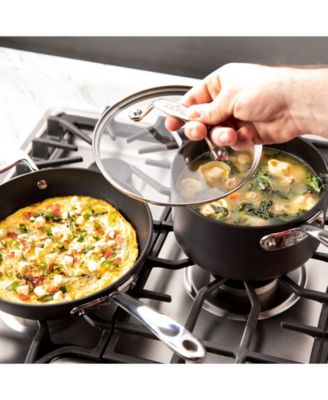 Essentials Hard Anodized Nonstick Cookware Set, 2-piece Fry and Sauce Pan with lid Set