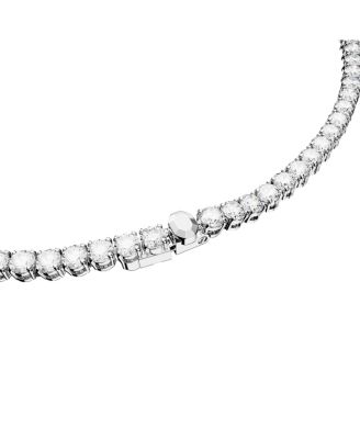 Round Cut White Rhodium Plated Matrix Tennis Necklace