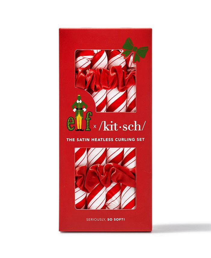 Kitsch x Elf Candy Cane Satin Heatless Set Macy's