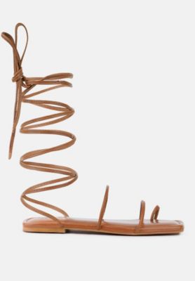AMATHA Womens Essential Toe Ring Summer Leather Flats