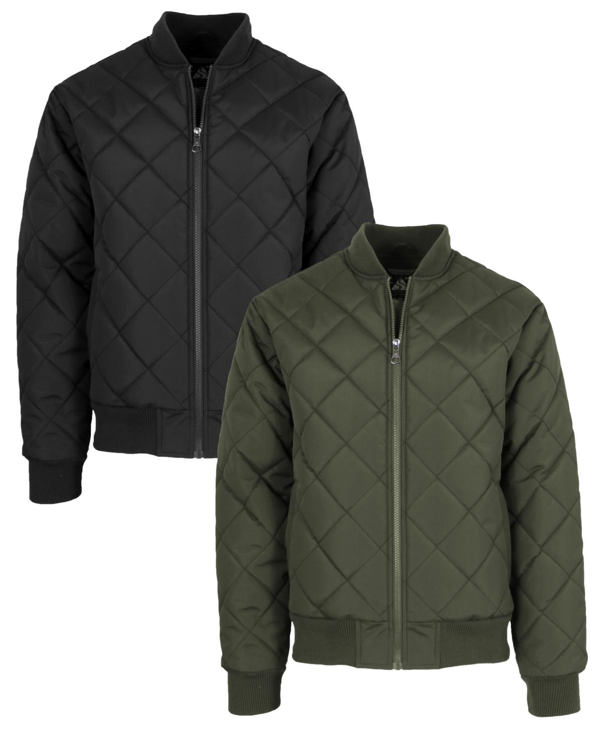 Spire By Galaxy Men's Quilted Bomber Jacket, Pack Of 2 In Black-olive