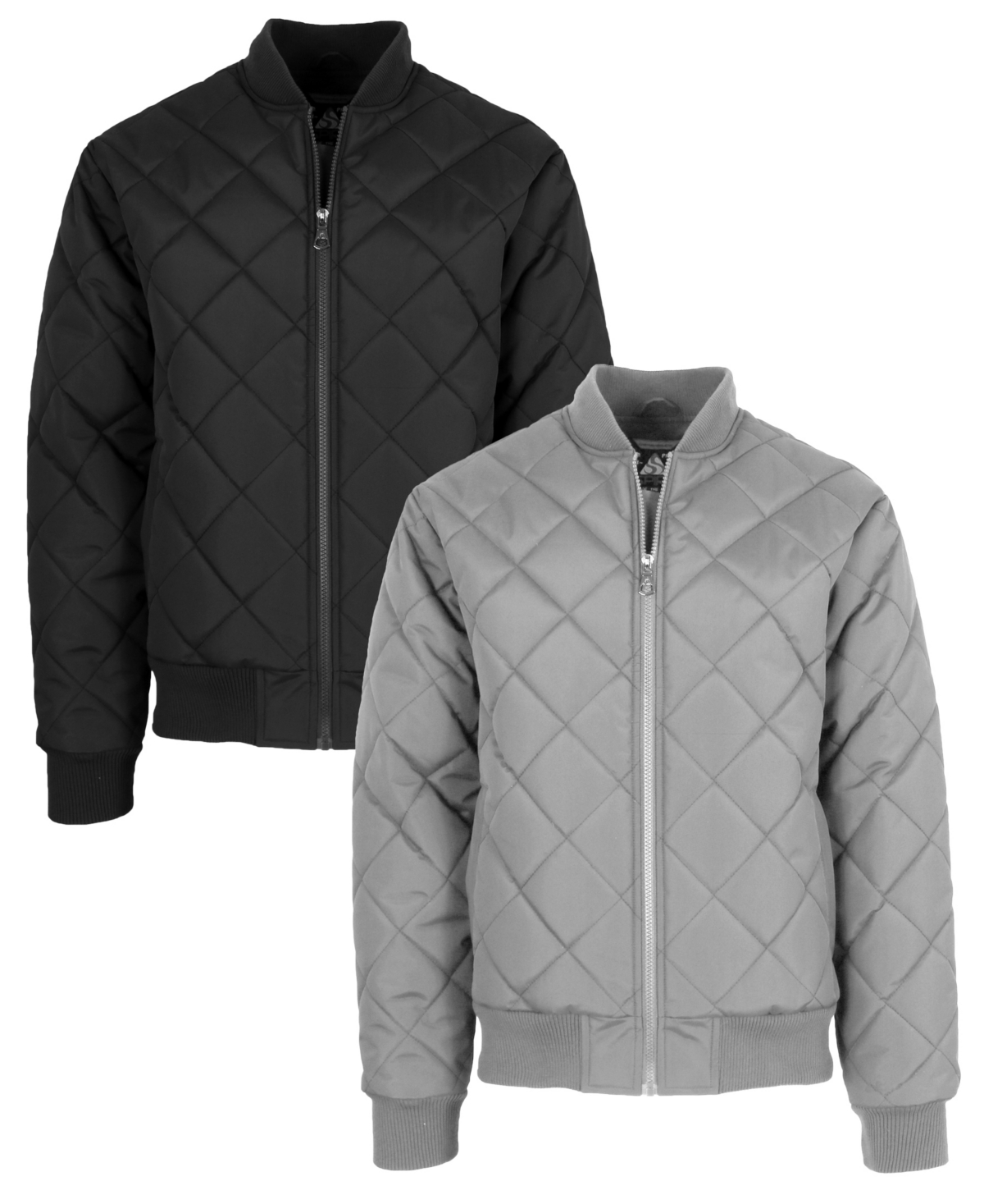Spire By Galaxy Men's Quilted Bomber Jacket, Pack Of 2 In Black-heather Gray