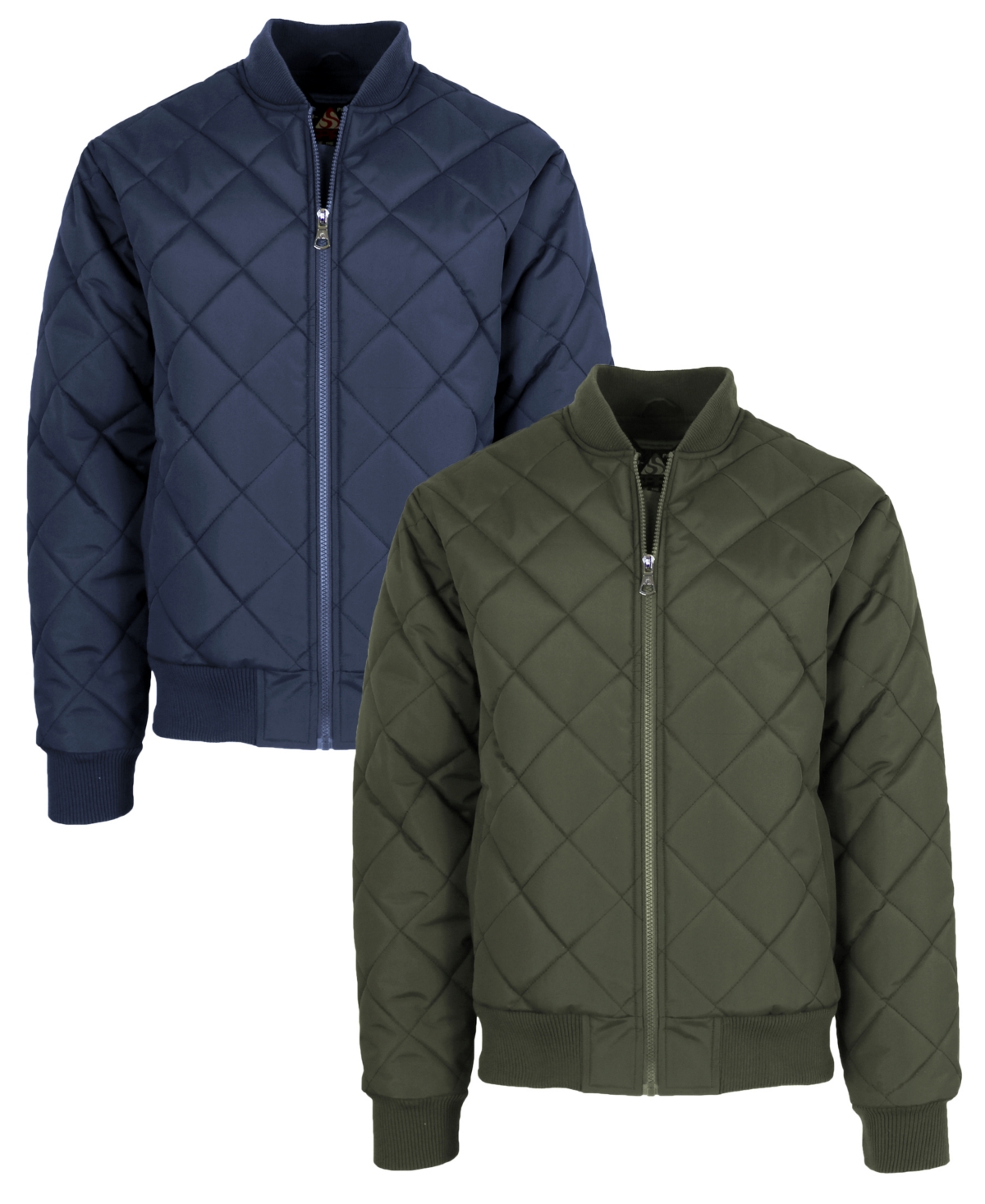 Spire By Galaxy Men's Quilted Bomber Jacket, Pack Of 2 In Navy-olive