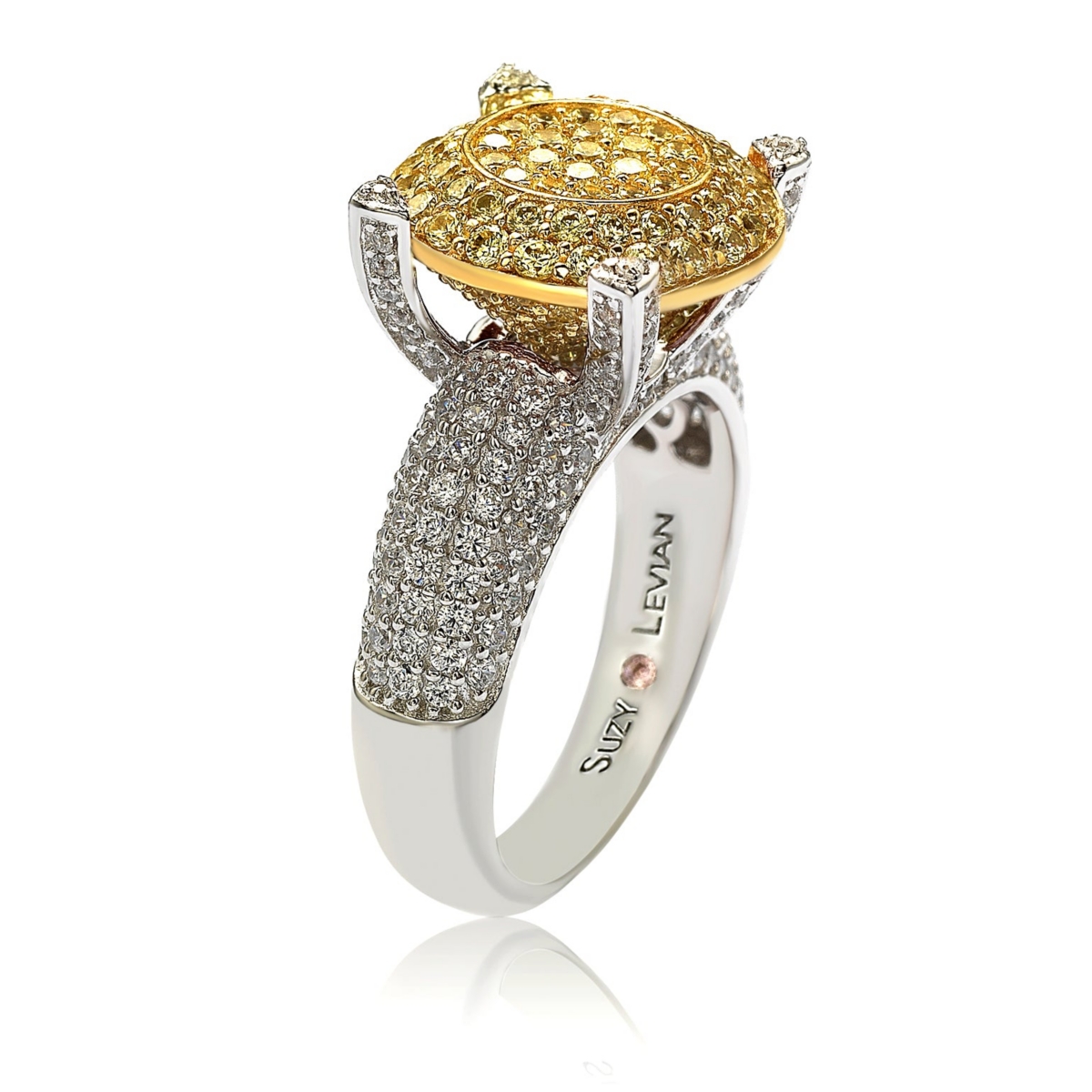 Suzy Levian New York Suzy Levian Sterling Silver Cubic Zirconia Pave Center Stone Ring