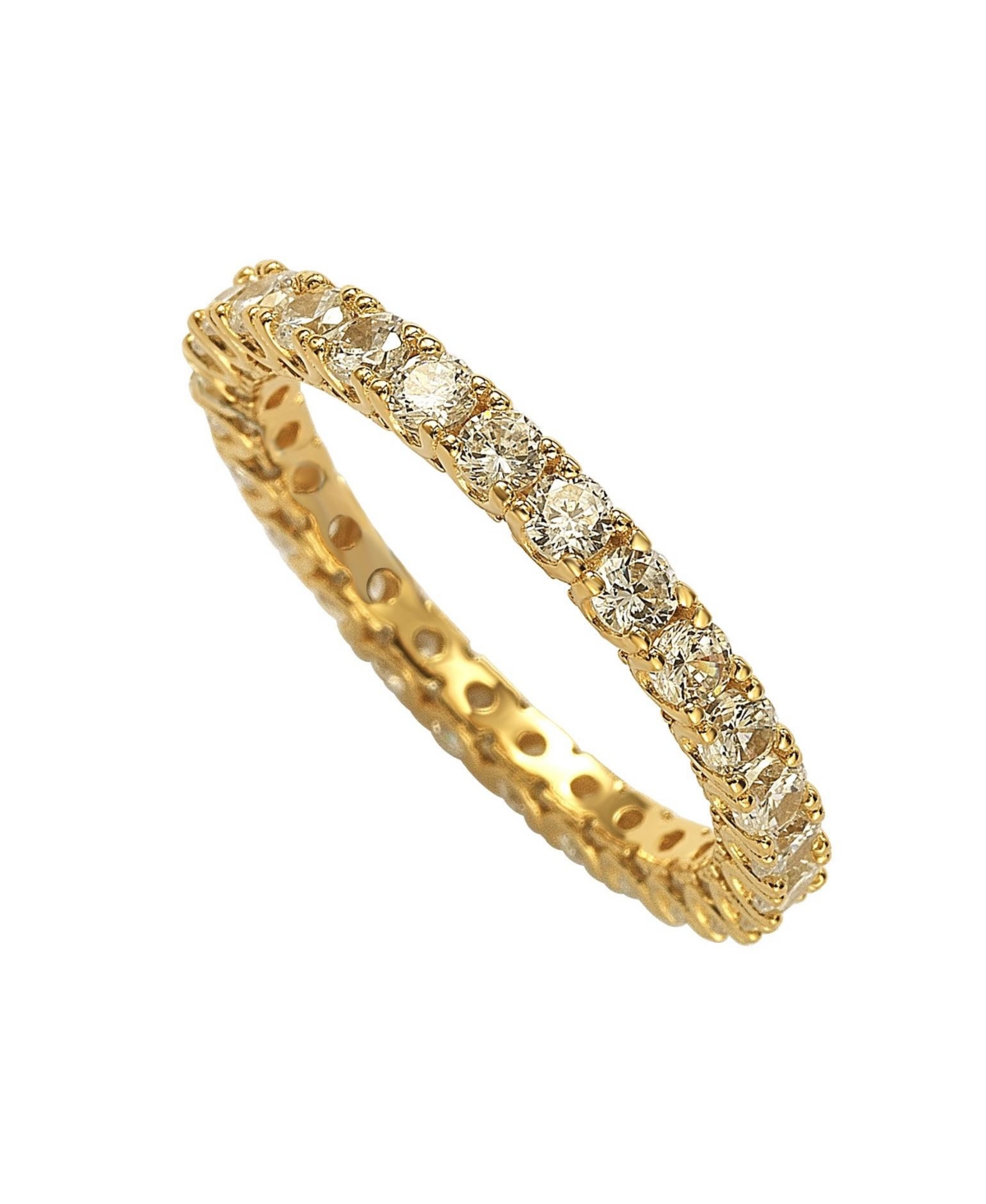 Suzy Levian New York Suzy Levian Sterling Silver Cubic Zirconia Pave U Shape Setting Eternity Band Ring