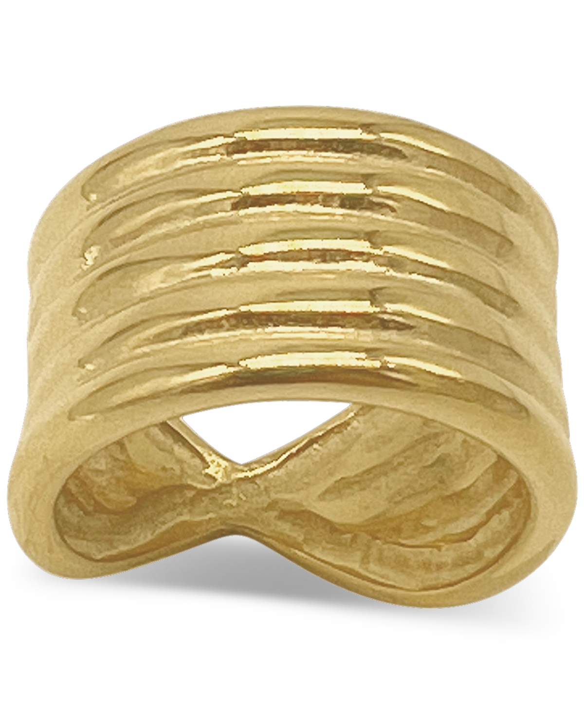 Shop Adornia 14k Gold-plated 5-row Tall Sculpted Band Ring