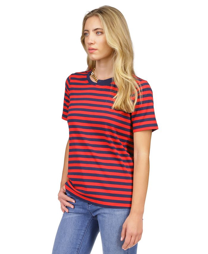 Michael Kors Women's Striped Chain-Neck T-Shirt - Macy's