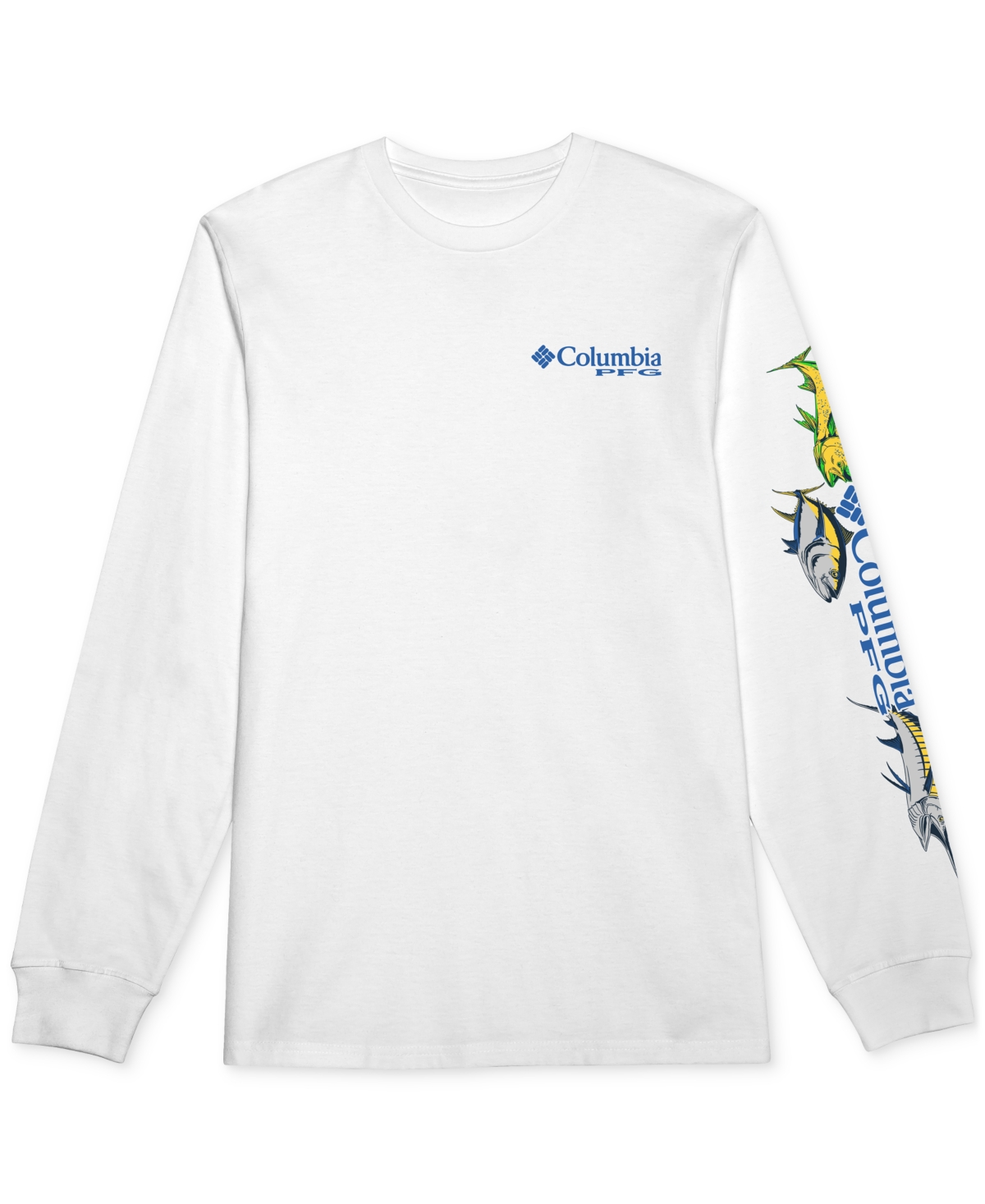 Columbia Men's Riders Long-sleeve Performance Fishing Gear Graphic T-shirt In White