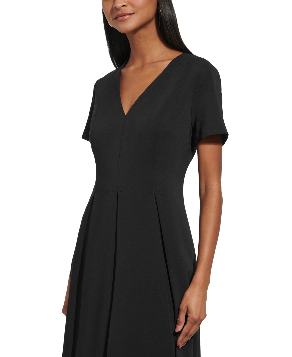 Shop Tommy Hilfiger Women's Short-sleeve V-neck Dress In Black