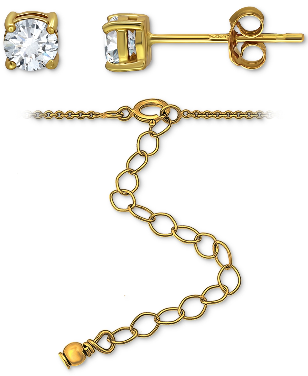 Giani Bernini 2-Pc. Set Cubic Zirconia Heart Pendant Necklace & Solitaire Stud Earrings, Created for Macy's