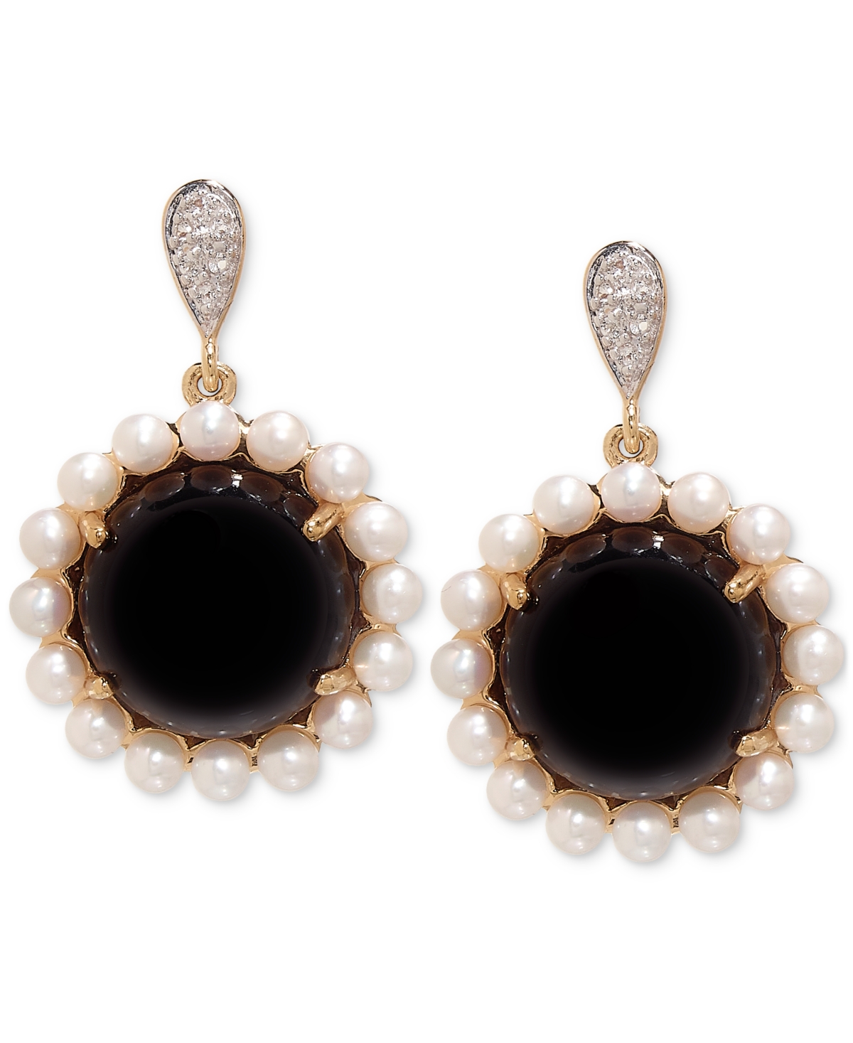  Freshwater Pearl (3mm) & White Topaz (1/20 ct. t.w.) Drop Earrings in 14k Gold-Plated Sterling Silver - Onyx