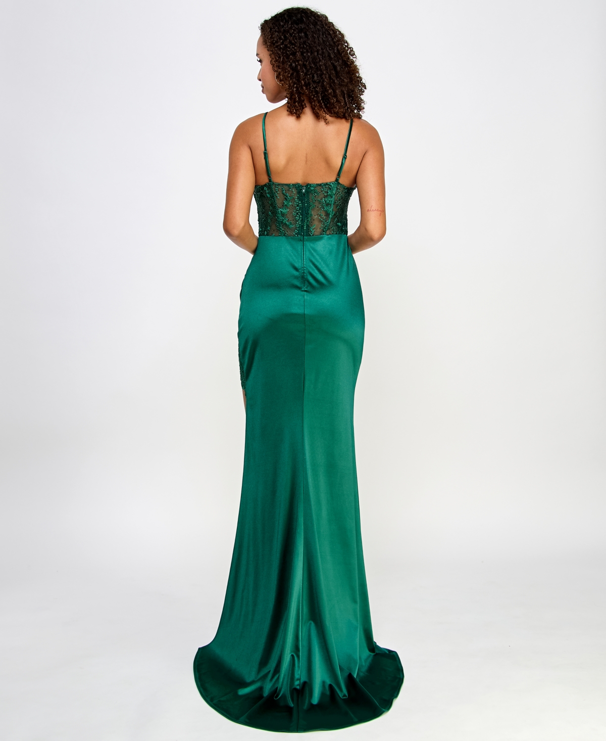 B Darlin Juniors' Lace Corset Gown, Created for Macy's -Hunter