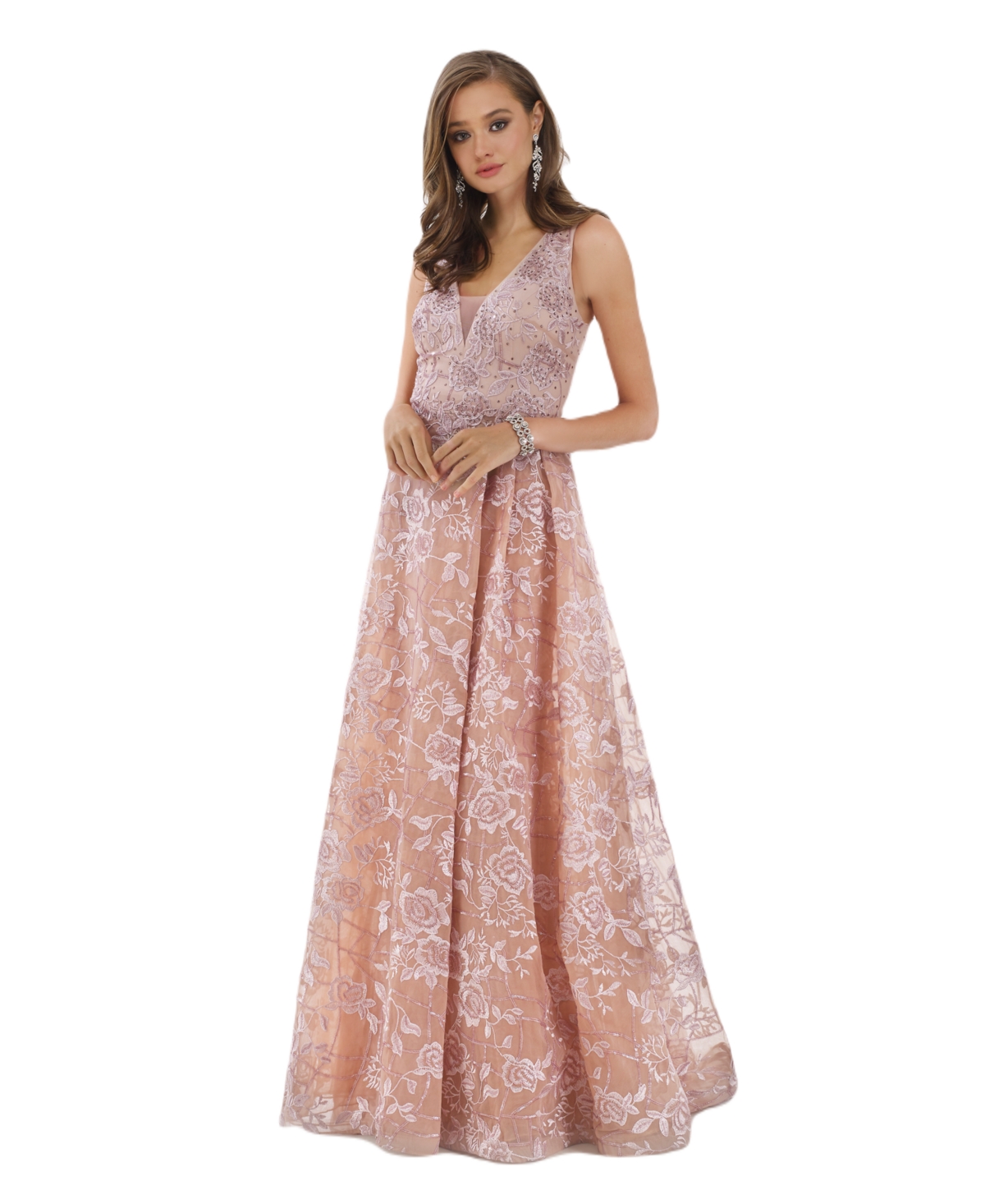 Overlap Skirt lace Ball Gown - Mauve