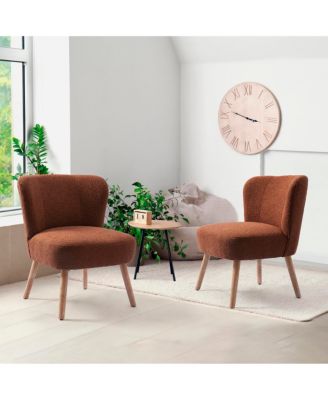 25" Wide Upholstered Boucle Accent Chairs (Set of 2)
