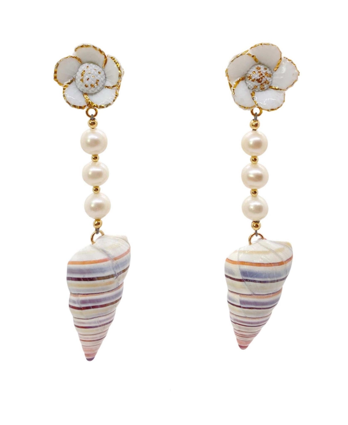 ili Kai Earrings - White, paster pink, lavender  gold
