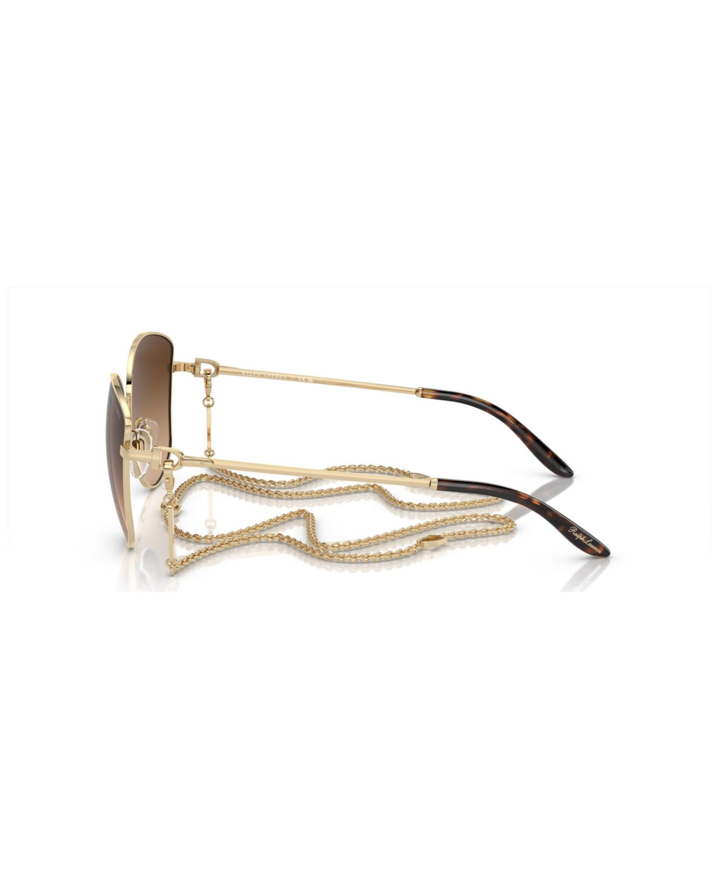 Женские солнцезащитные очки Ralph Lauren The Vivienne Sunglasses, Gradient RL7079, цвет: Бледный золотой — фото 3