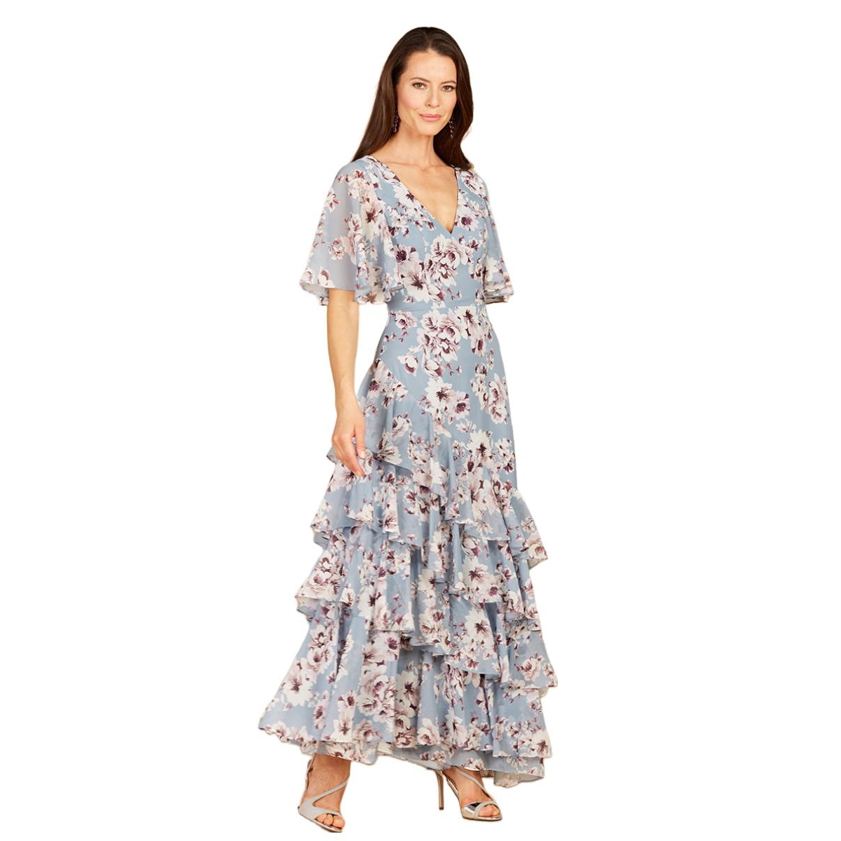 Women's Cape Sleeve Print Dress - Slate
