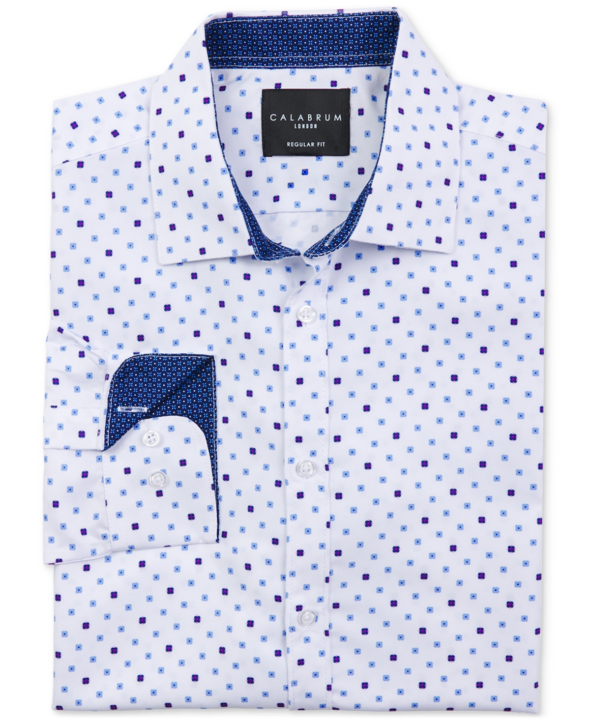 Men's Regular-Fit Micro-Geo Dress Shirt - White