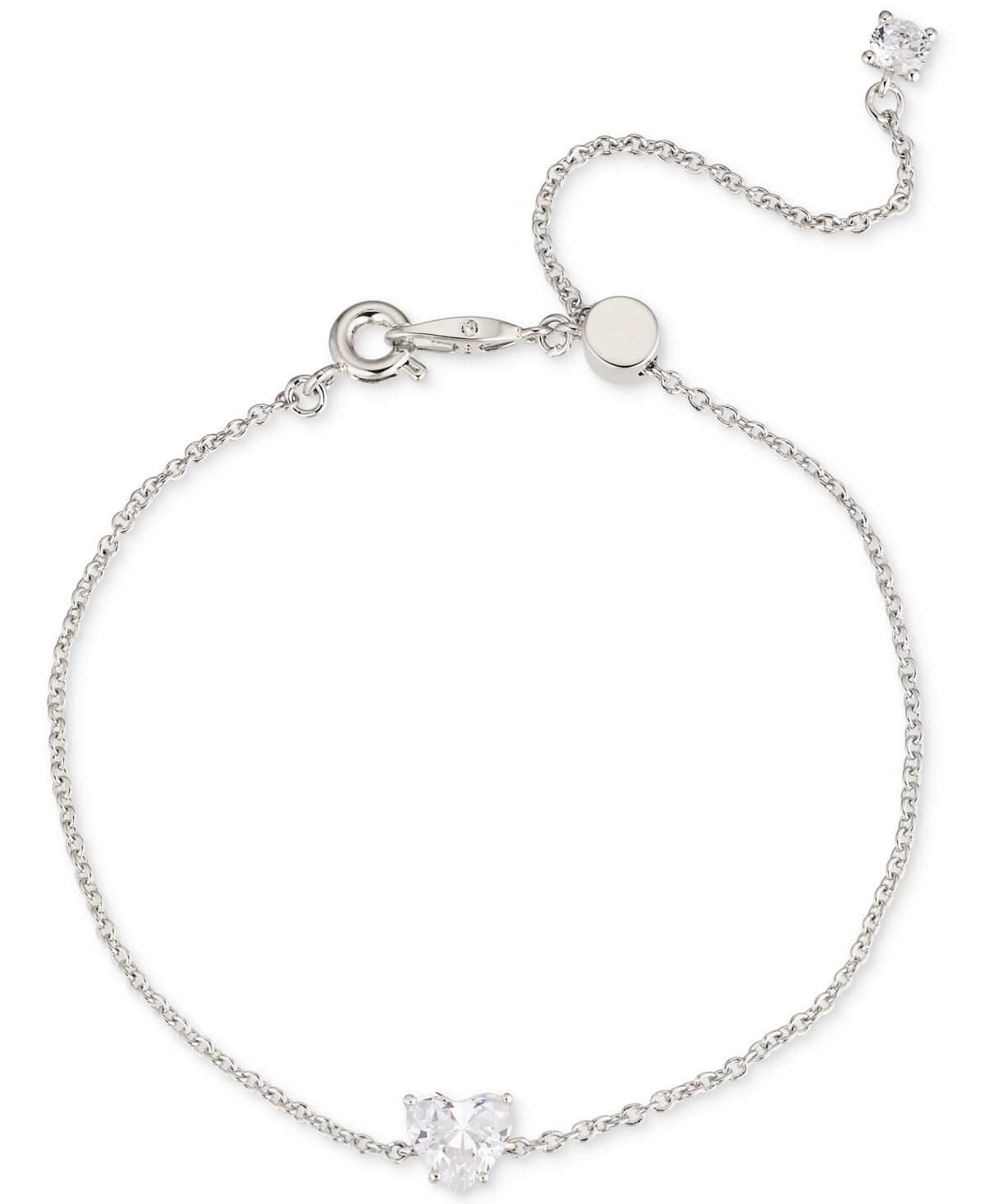 Cubic Zirconia Heart Slider Bracelet - Silver