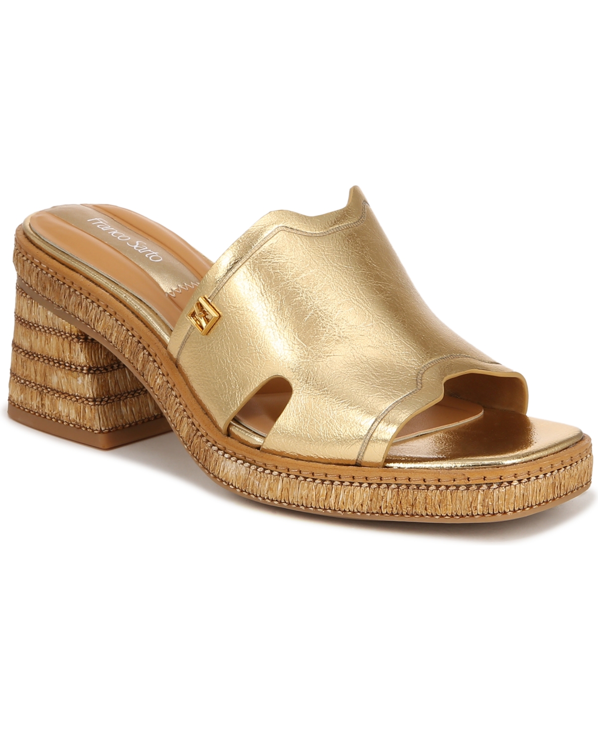 Women's Florence Block Heel Slide Sandals - Gold Faux Leather