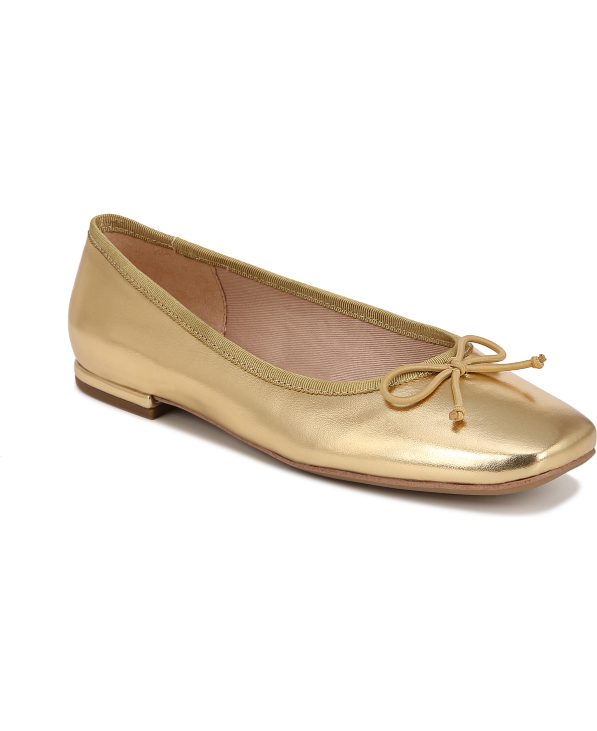 Women's Abigail Square Toe Ballet Flats - Gold Faux Leather