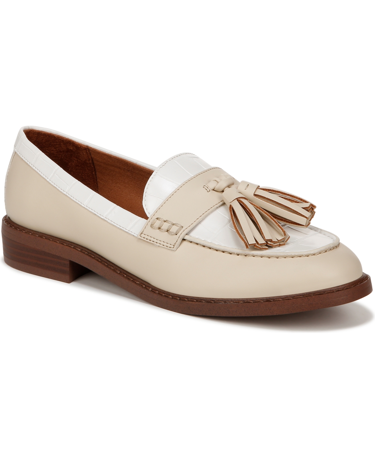 Franco Sarto Carolyn-low Loafers In Ivory,white Faux Leather