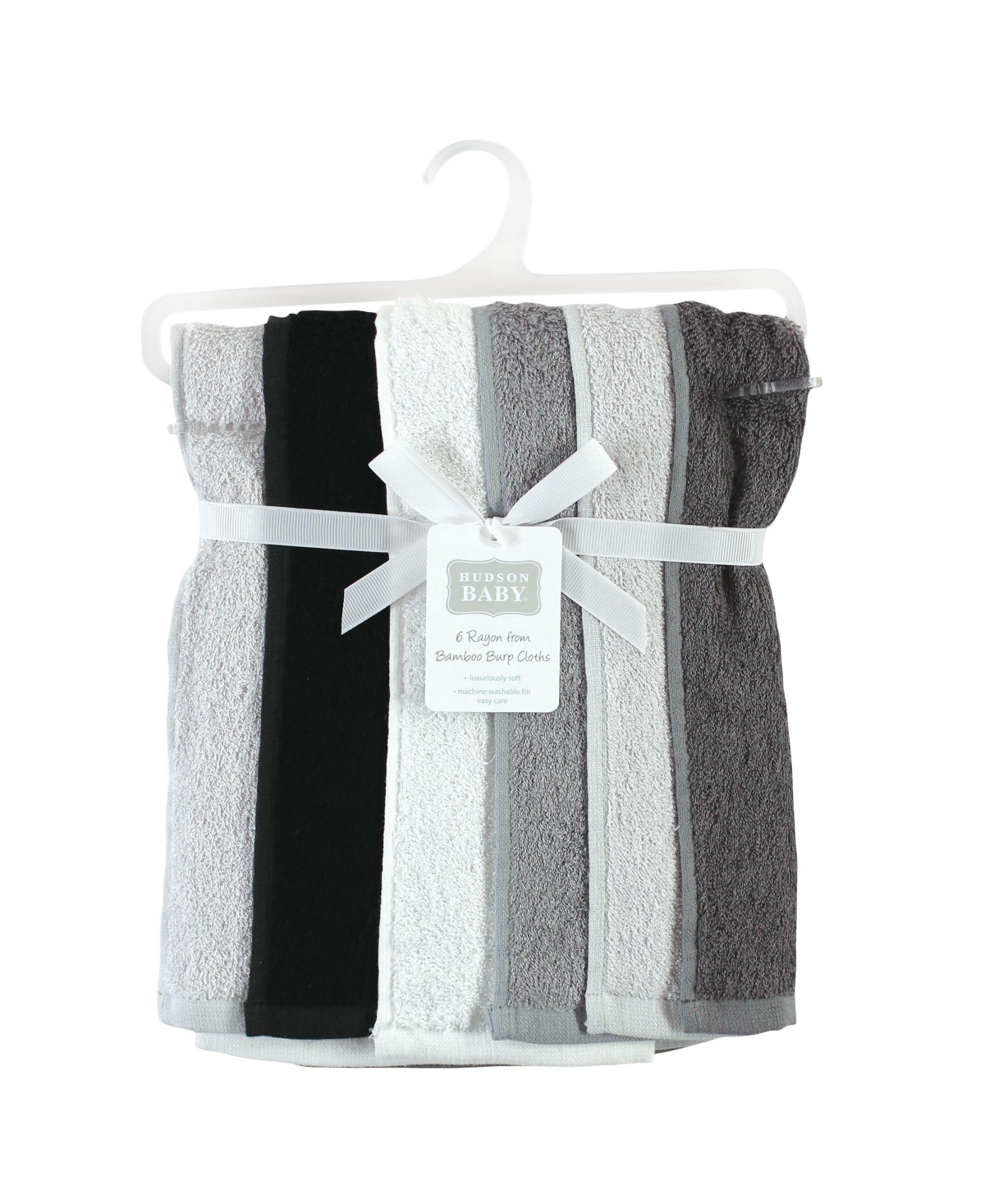 Hudson Baby Infant Rayon from Bamboo Burpcloth 6pk, Black White, One Size