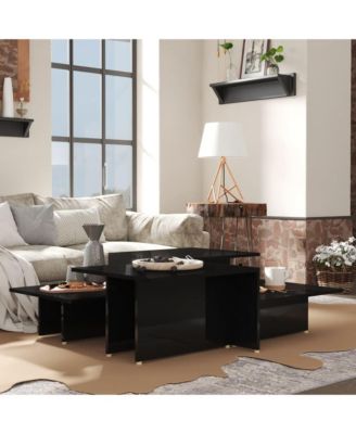 Coffee Tables 2 pcs High Gloss Black 43.9"x19.7"x13" Engineered Wood