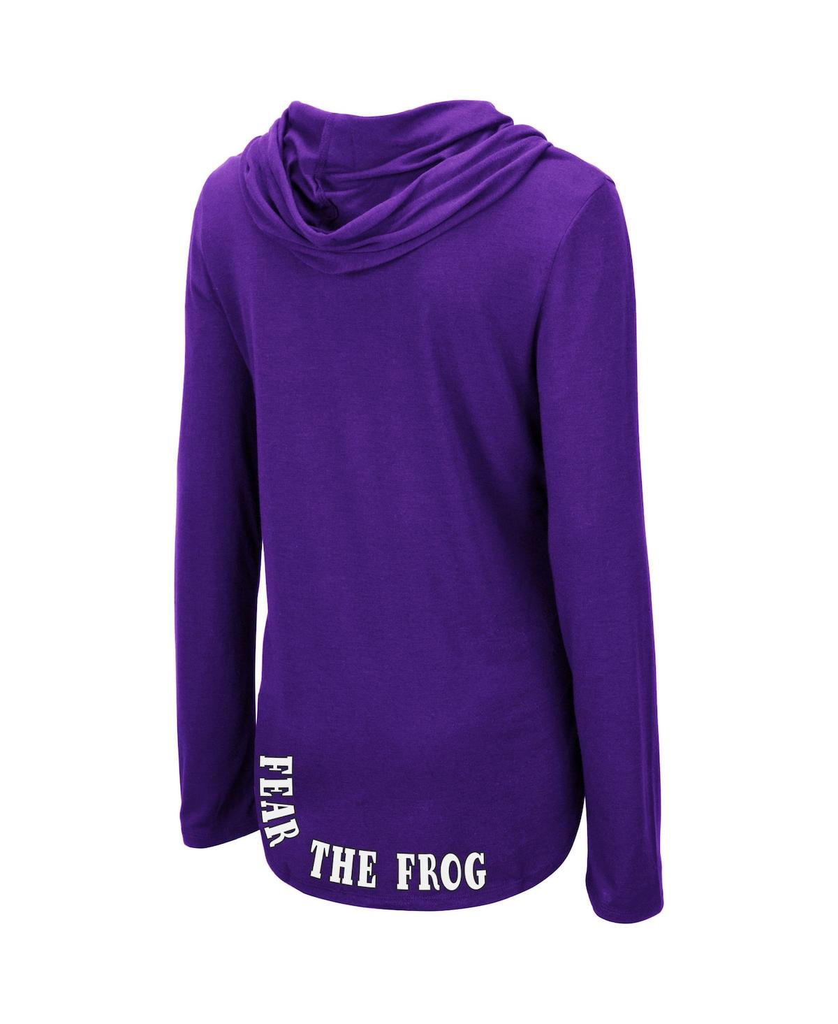 Women's ColosseumTcu Horned Frogs My Lover Lightweight Hooded Long Sleeve T-shirt - Purple
