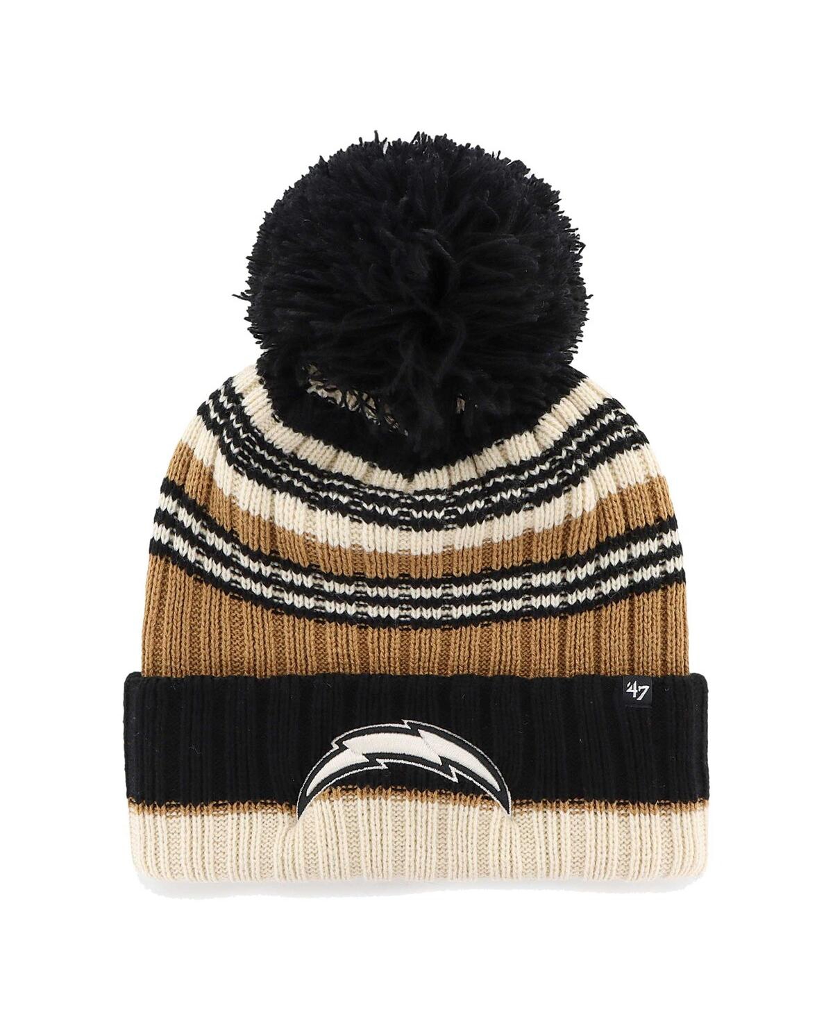 47 Brand Women's ' Natural Los Angeles Chargers Barista Cuffed Knit Hat With Pom In Multi