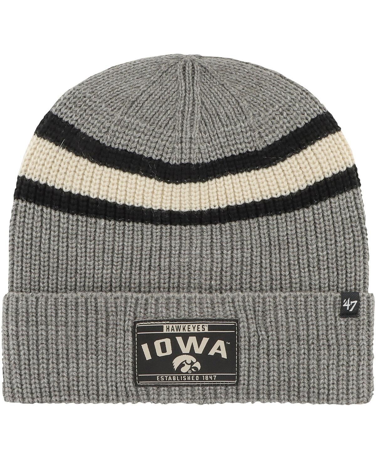47 Brand Men's ' Charcoal Iowa Hawkeyes Penobscot Cuffed Knit Hat In Gray