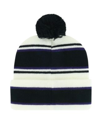 Youth Boys and Girls White, Black Colorado Rockies Stripling Cuffed Knit Hat with Pom
