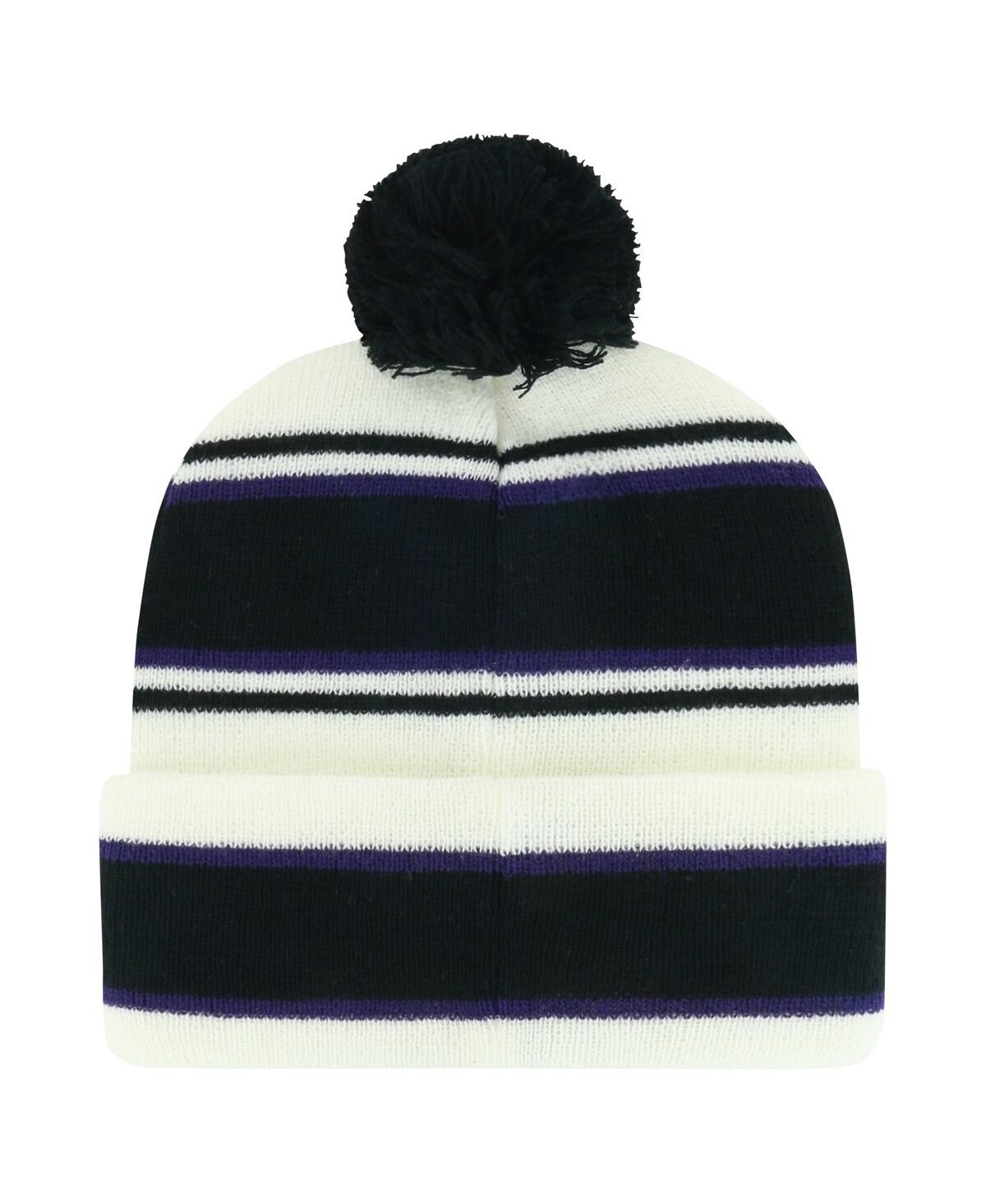 47 Brand Youth Boys And Girls ' White, Black Colorado Rockies Stripling Cuffed Knit Hat With Pom In White,black