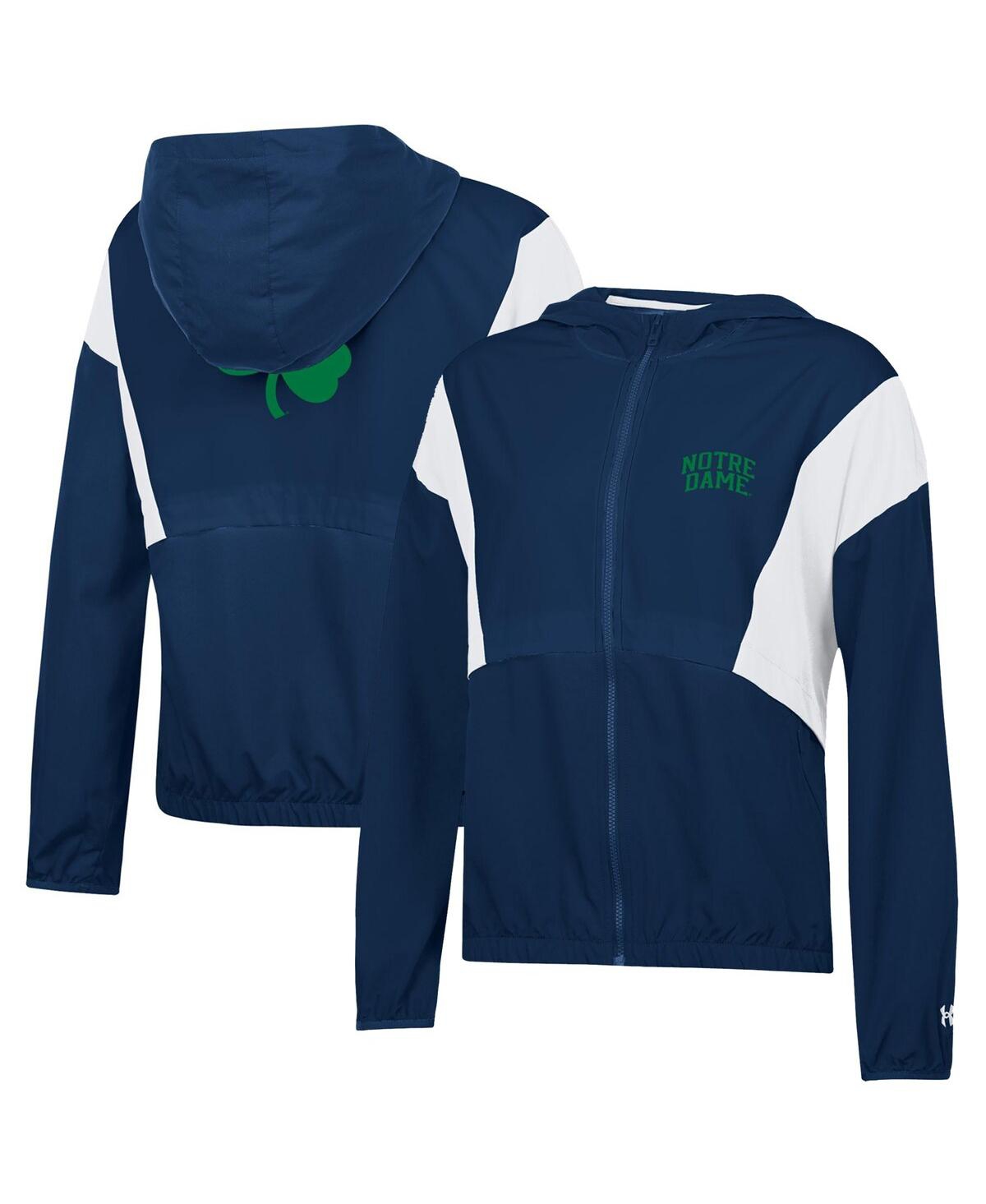 Women's Under Armour Navy, White Notre Dame Fighting Irish Game Day Full-Zip Jacket - Navy, White