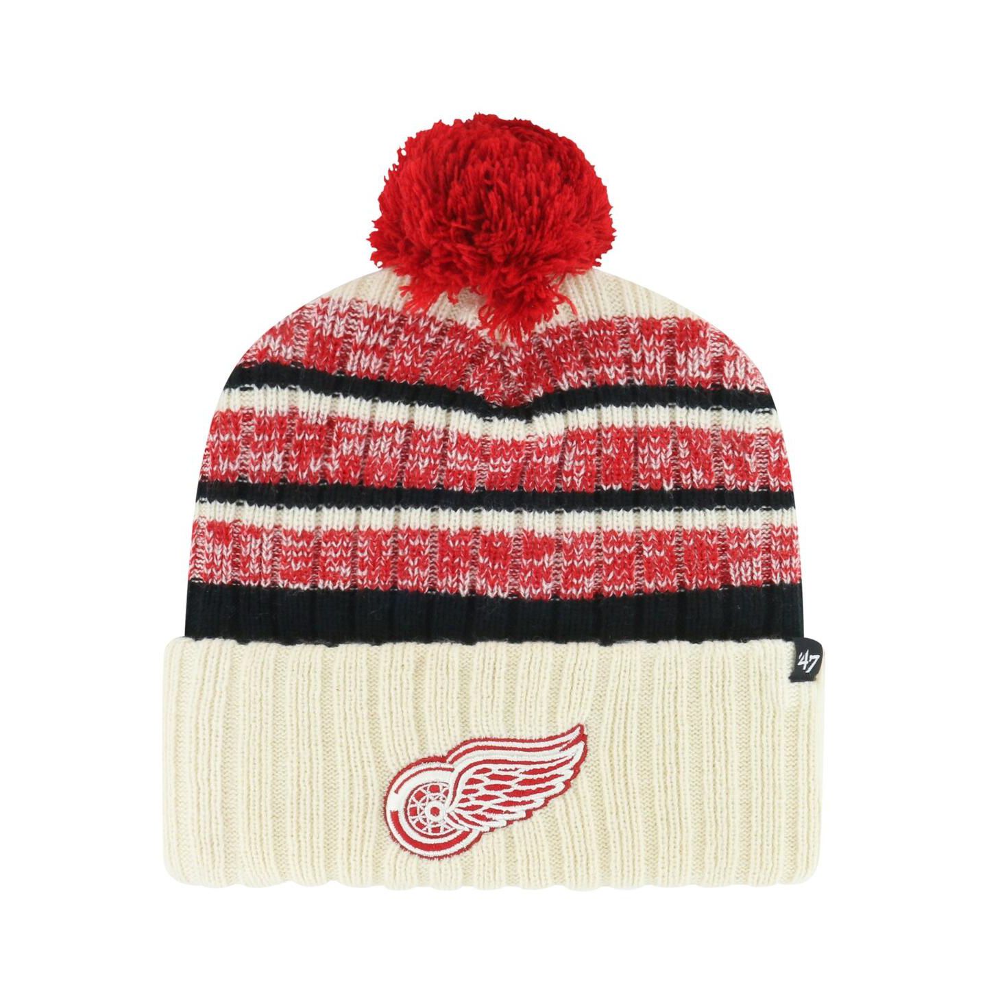 Мужская шапка '47 Brand Cream Detroit Red Wings Tavern Cuffed Knit Hat with Pom — фото 1