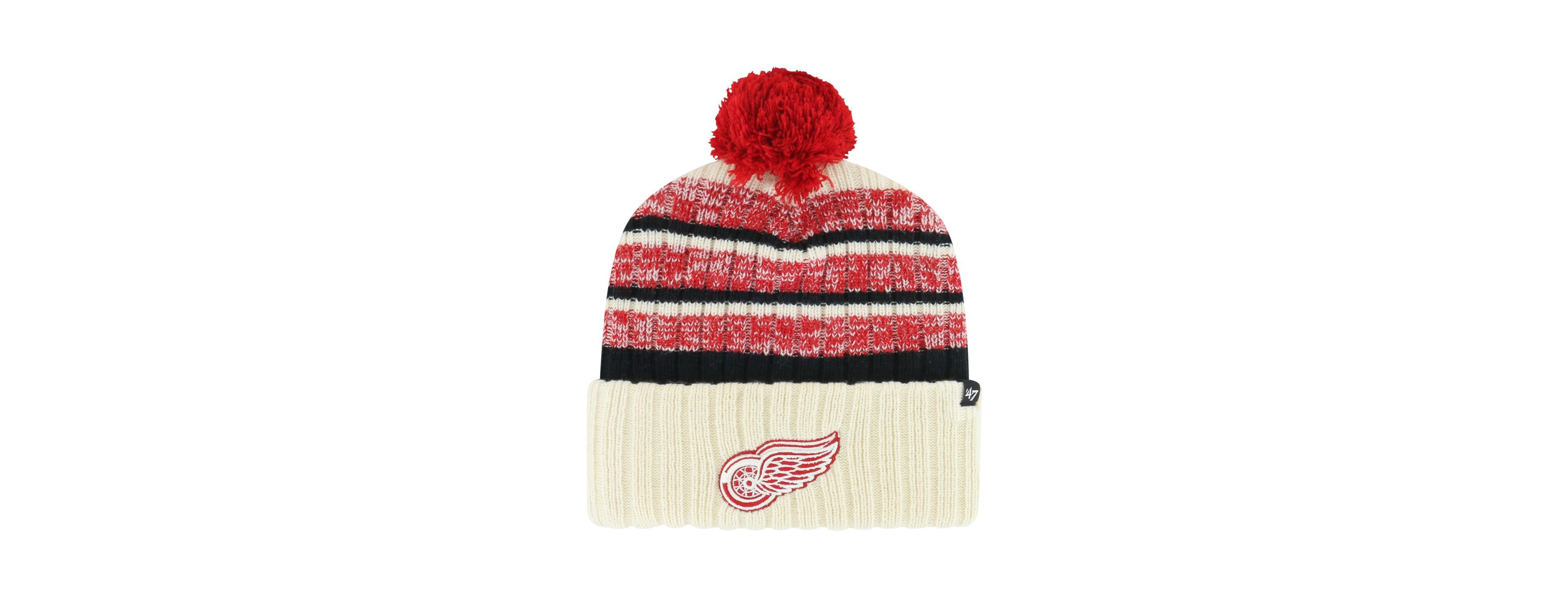 Men's '47 Brand Cream Detroit Red Wings Tavern Cuffed Knit Hat with Pom