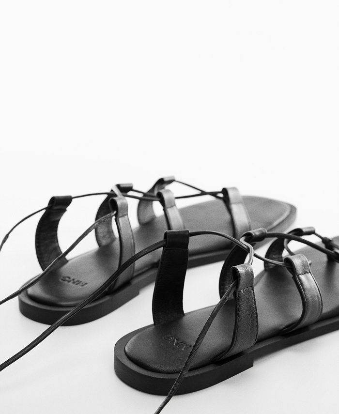 MANGO Women's Leather Straps Sandals Macy's