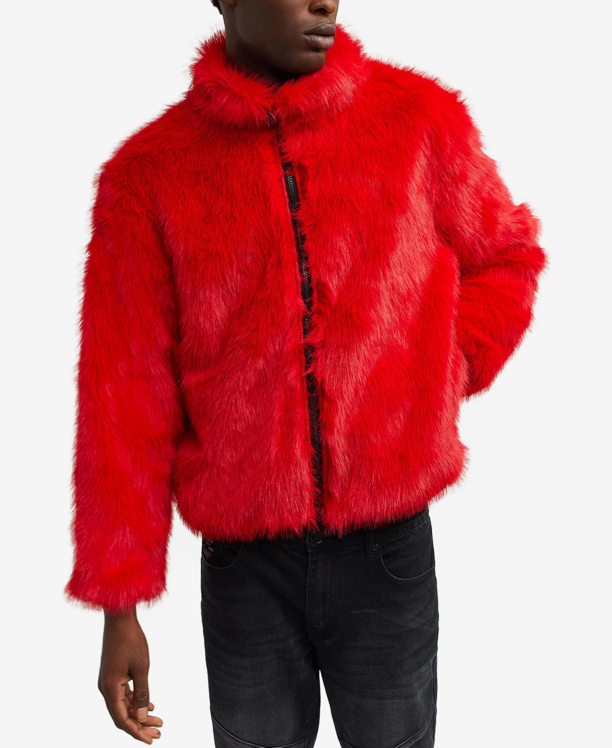 Reason Men's Faux Fur Full Zip Jacket