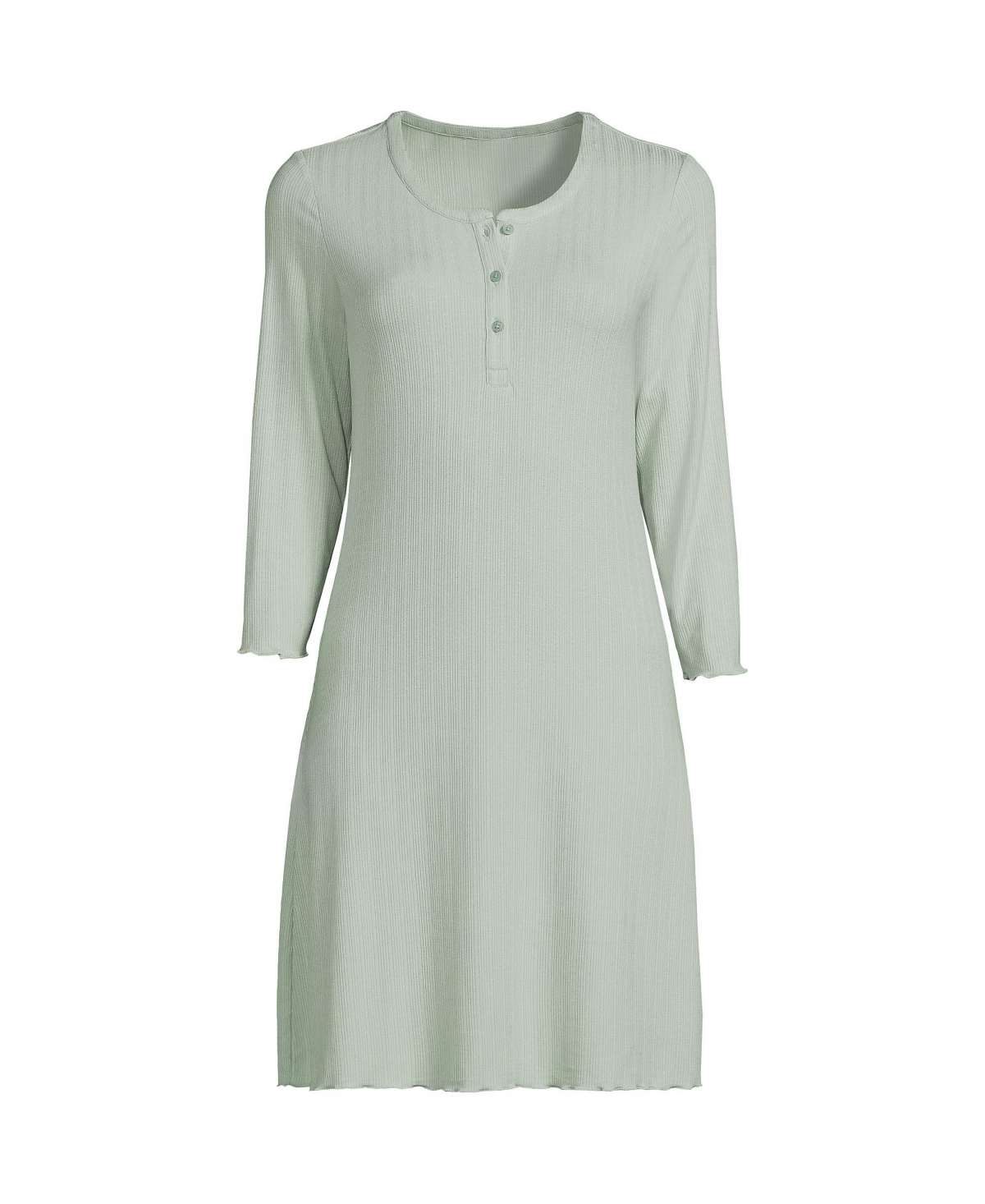 Women's Pointelle Rib 3/4 Sleeve Knee Length Nightgown - Muted blue