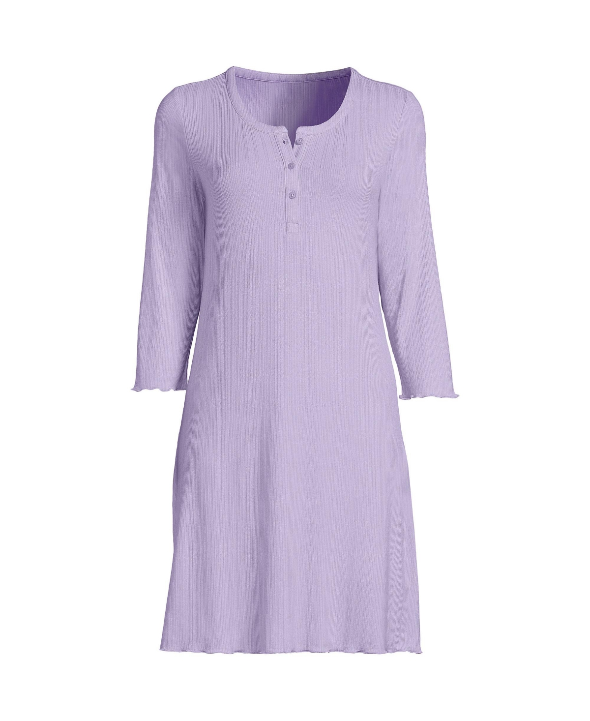Lands End Plus Size Pointelle Rib Short Sleeve Knee Length