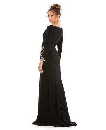 Mac Duggal Women's Ieena Floral Embellished Faux Wrap Jersey Gown - Macy's
