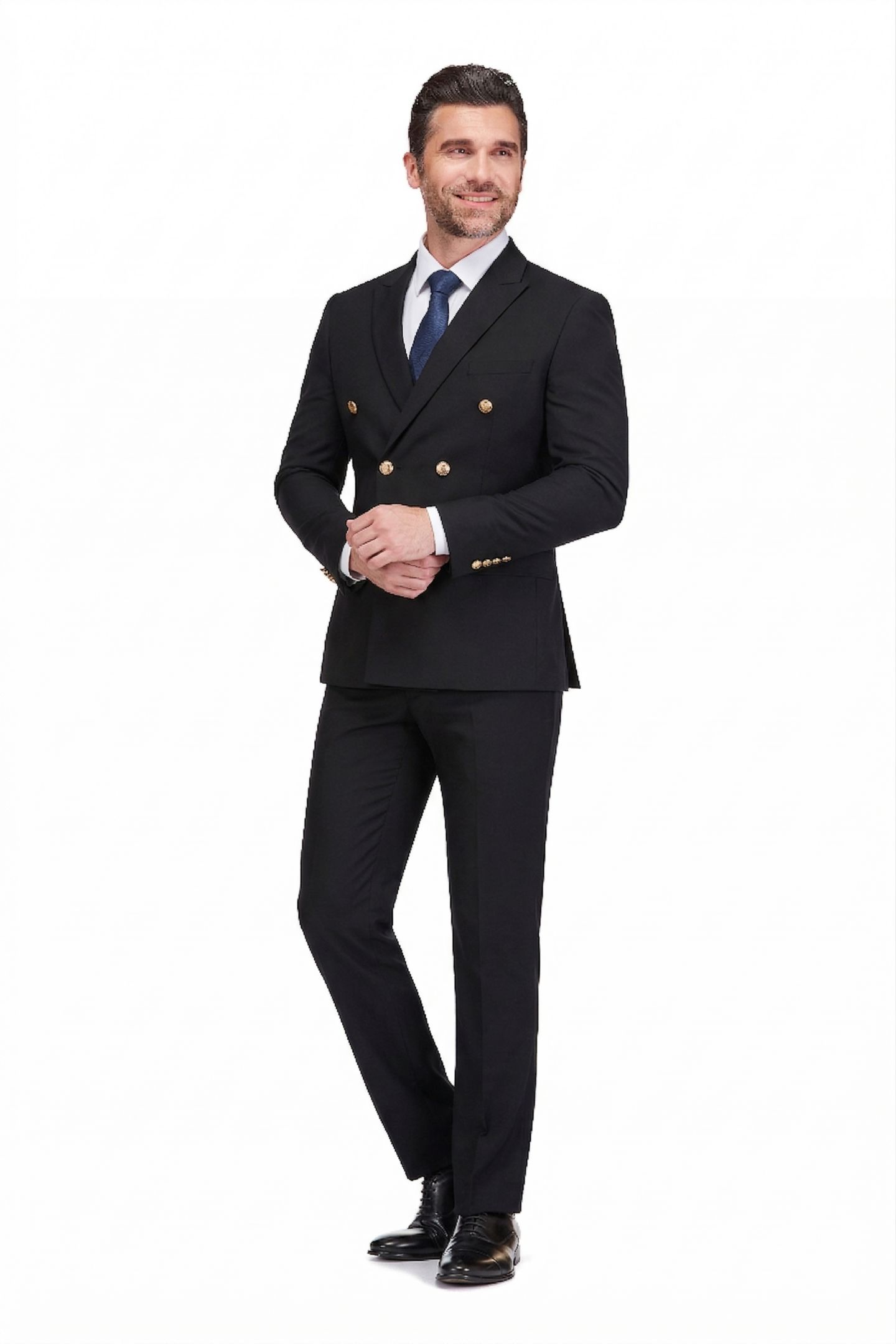 Мужские комплекты Gino Vitale Slim Fit 2-Piece Double Breasted Suit, цвет: Чёрный — фото 2
